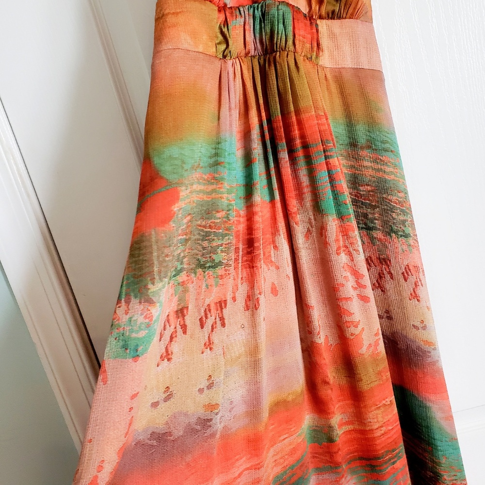 Halter neck multicolored maxi dress